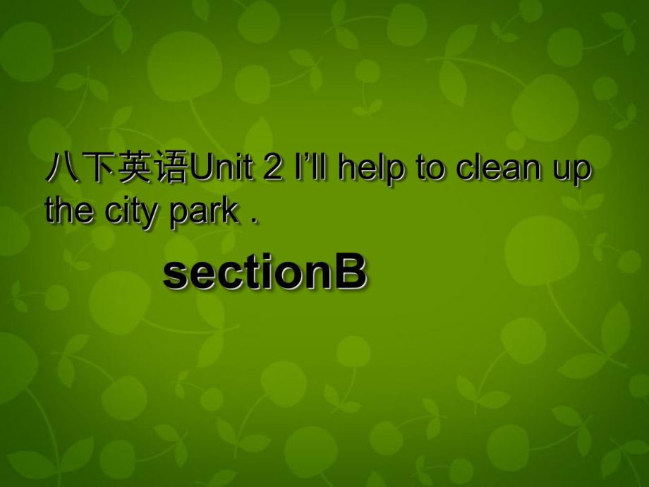 八年级英语下册 Unit 2 I’ll help to clean up the city parks课件3_第1页