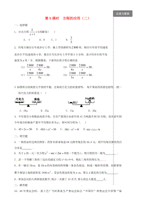 福建省太姥山中學(xué)2013屆中考數(shù)學(xué)第一輪復(fù)習(xí) 第9課時(shí) 方程的應(yīng)用（無答案）