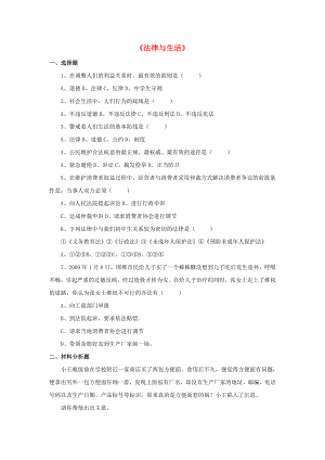 2015七年級(jí)政治下冊(cè) 第3單元 第9課《法律與生活》同步練習(xí)4 北師大版