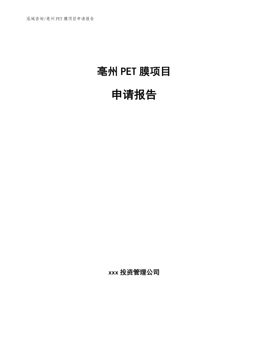 亳州PET膜项目申请报告（范文参考）_第1页