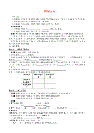 2014-2015學(xué)年九年級(jí)化學(xué)上冊(cè) 3.2 原子的結(jié)構(gòu)（第2課時(shí)）學(xué)案（無(wú)答案）（新版）新人教版