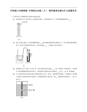 滬科版八年級物理 專項綜合全練（八） 探究液體壓強與什么因素有關(guān)