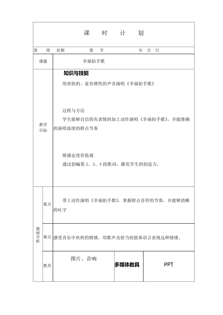 人教版小學(xué)音樂(lè)二年級(jí)下冊(cè)《 幸福拍手歌》教案(電子備課)_第1頁(yè)