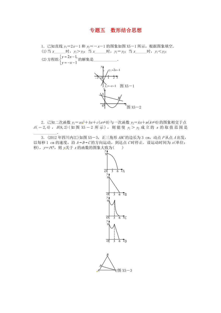 2013年中考數(shù)學(xué)第一輪復(fù)習(xí)資料 第四部分 專題突破 專題五 數(shù)形結(jié)合思想（無(wú)答案）_第1頁(yè)