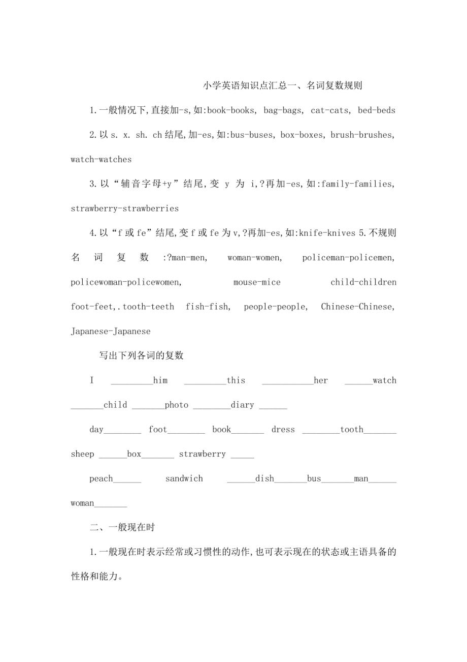 小升初英语 知识点归纳总结_第1页