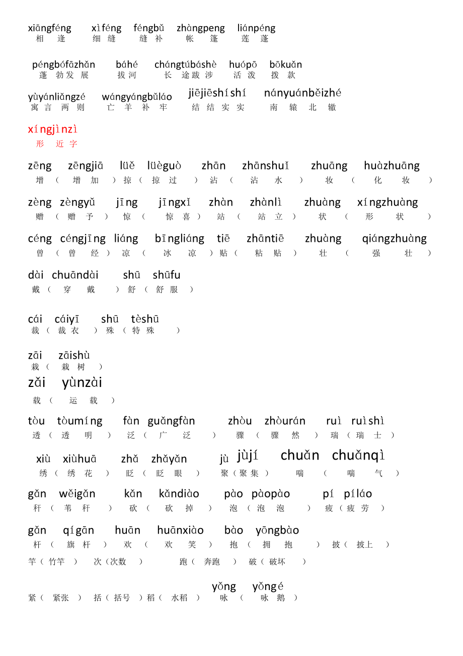 三年級下 語文形近字等帶拼音_第1頁