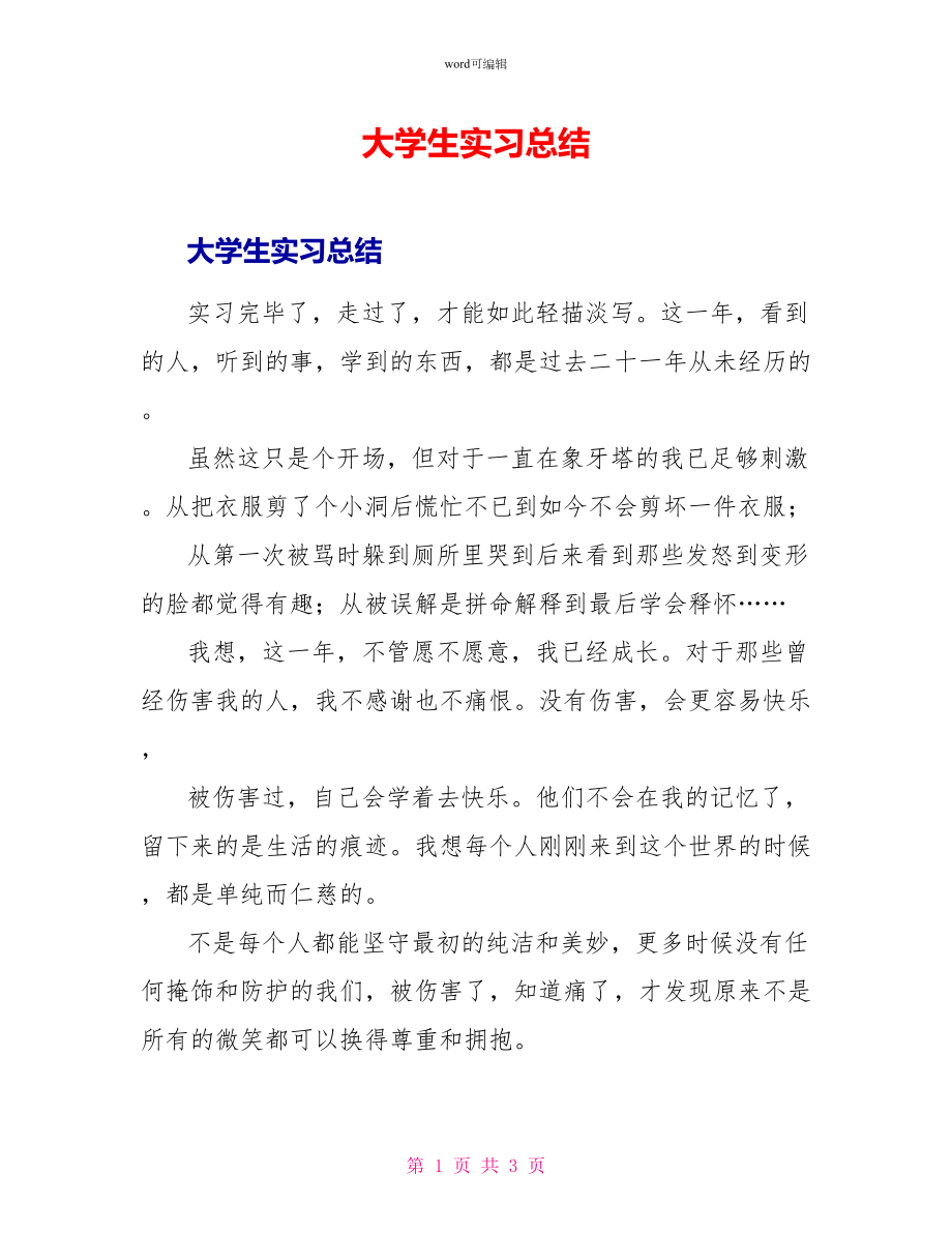 大学生实习总结_第1页