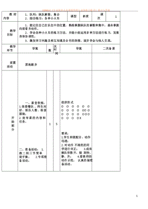 小學(xué)體育教案 隊(duì)列隊(duì)形