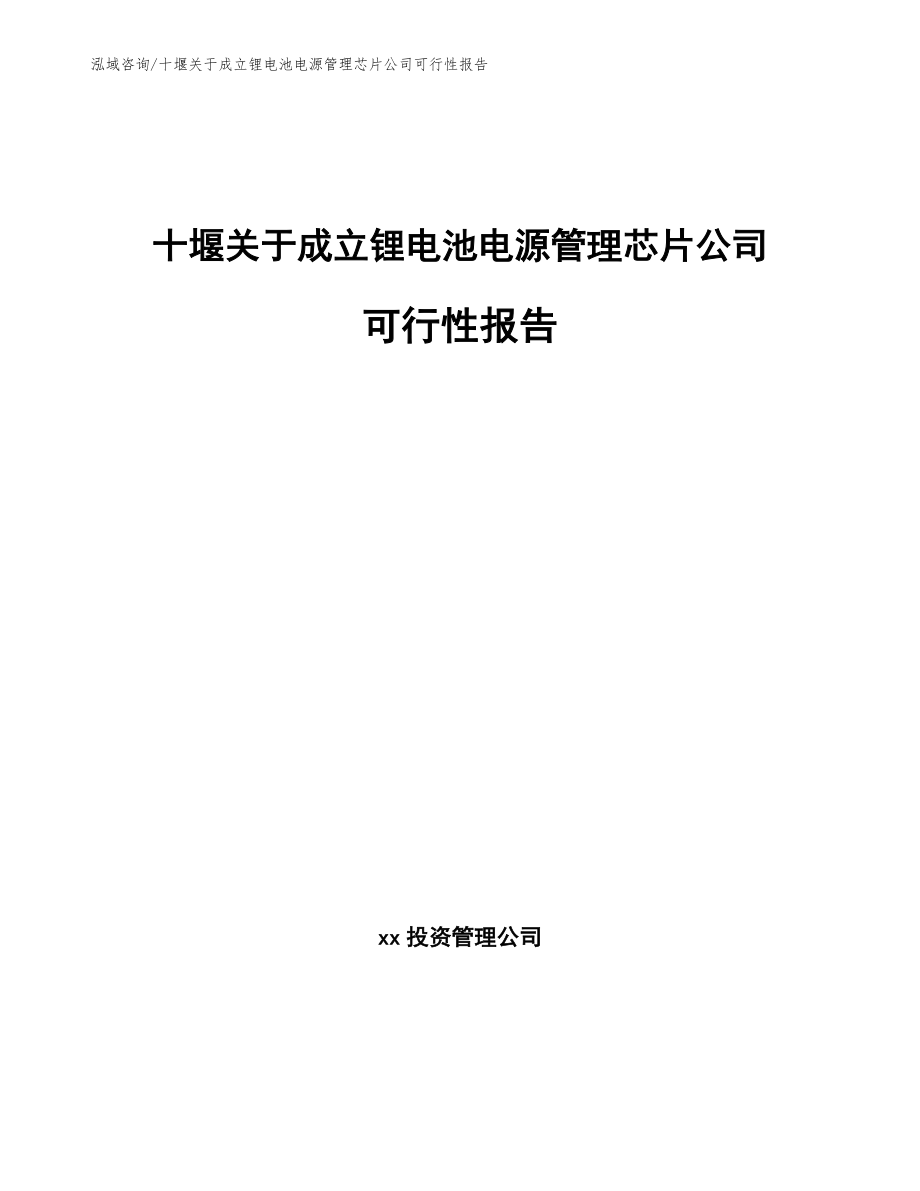 十堰关于成立锂电池电源管理芯片公司可行性报告范文参考_第1页