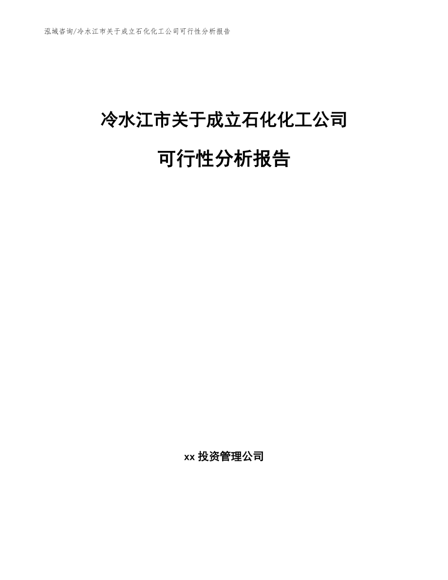 冷水江市关于成立石化化工公司可行性分析报告_范文模板_第1页
