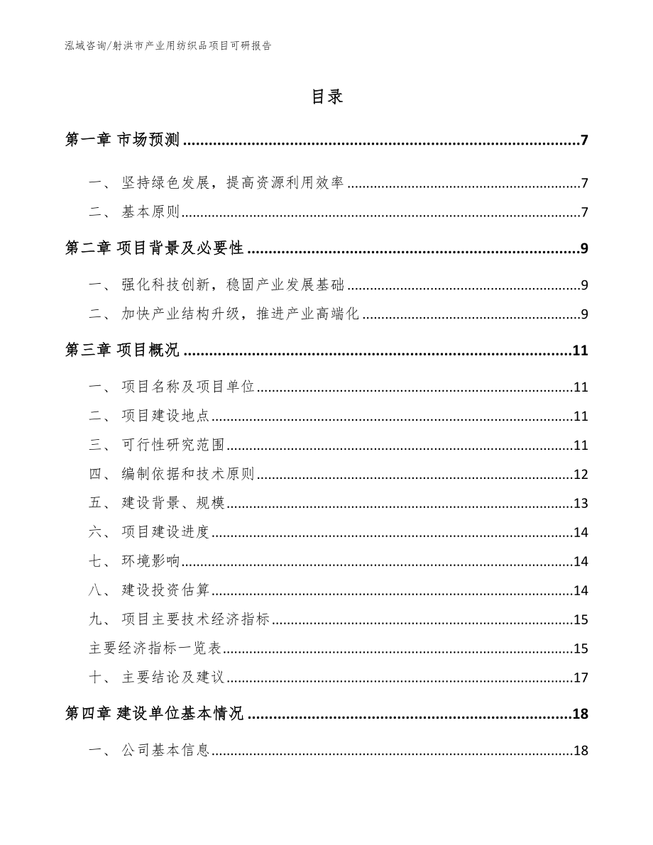 射洪市产业用纺织品项目可研报告【范文模板】_第1页