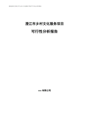 澄江市乡村文化服务项目可行性分析报告（模板范文）