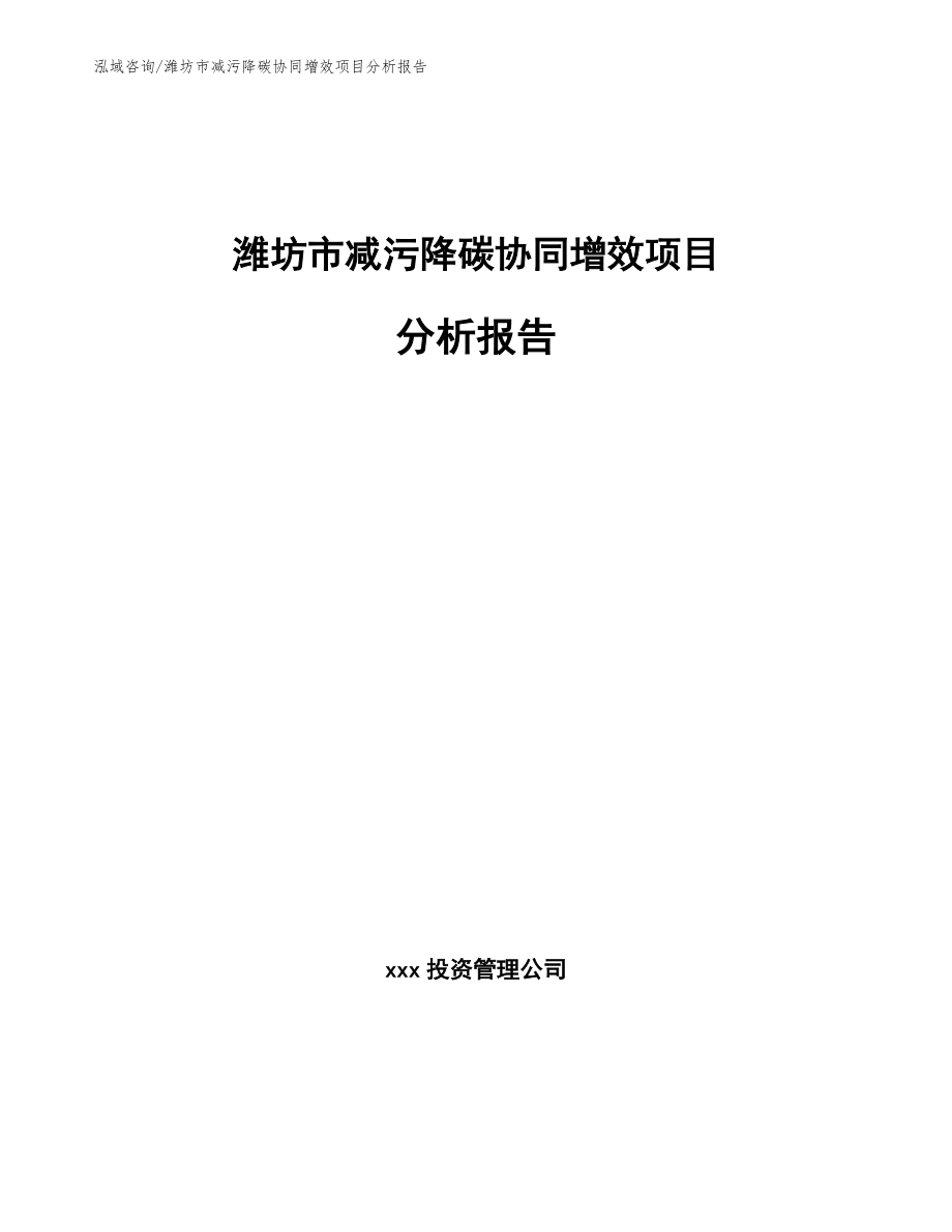 潍坊市减污降碳协同增效项目分析报告范文_第1页