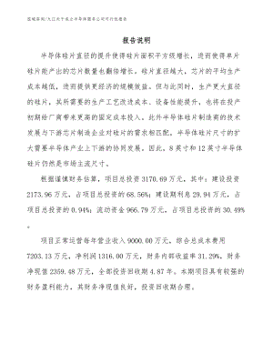 九江关于成立半导体服务公司可行性报告