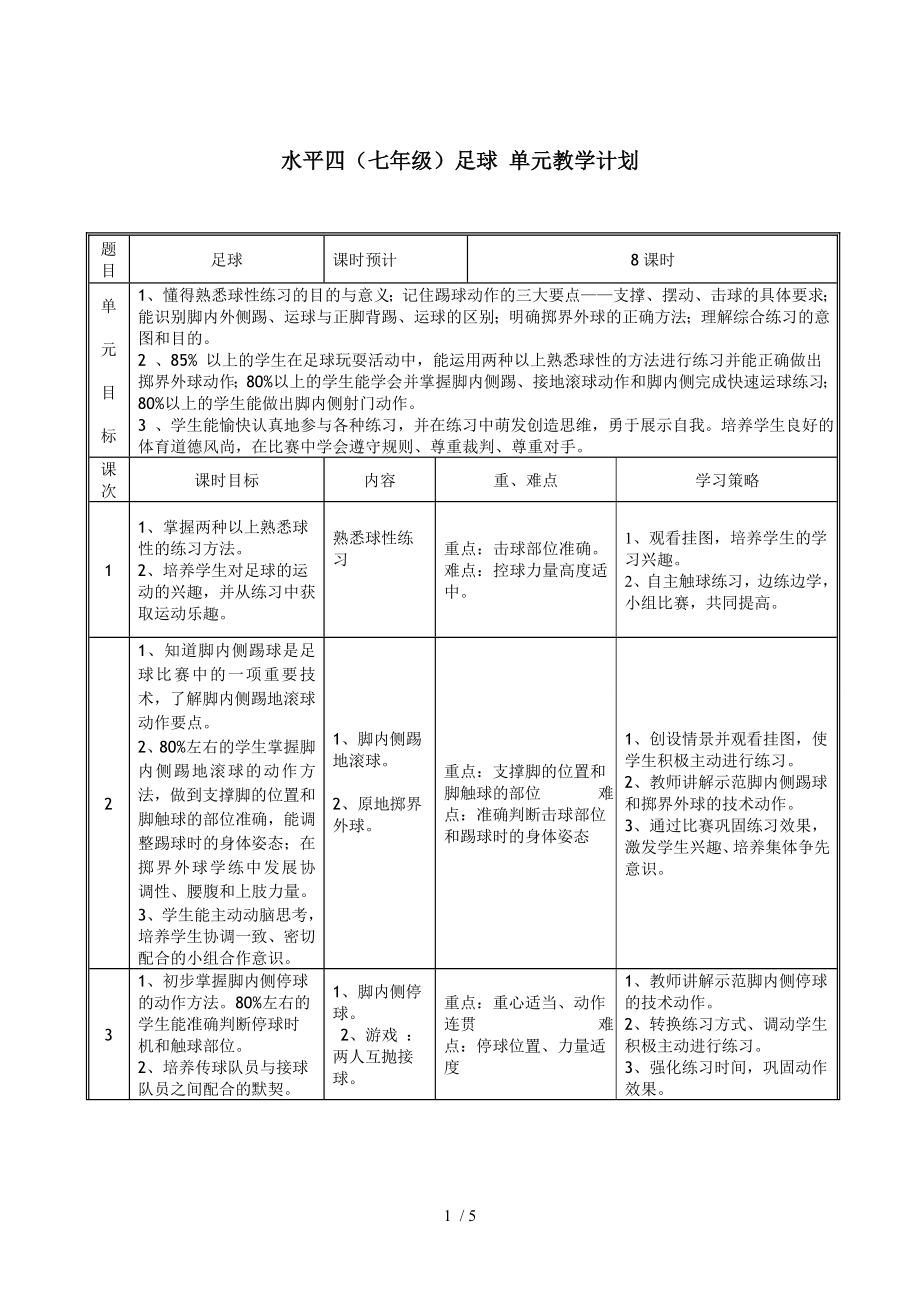 体育脚内侧踢球、原地掷界外球课的设计_第1页