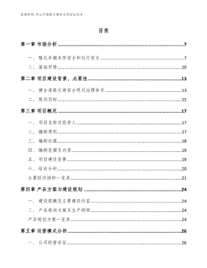 舟山市道路交通安全项目企划书范文参考