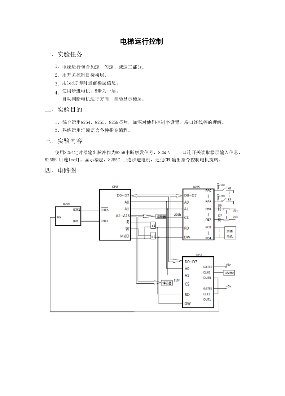 计算机原理电梯运行控制程序_第1页