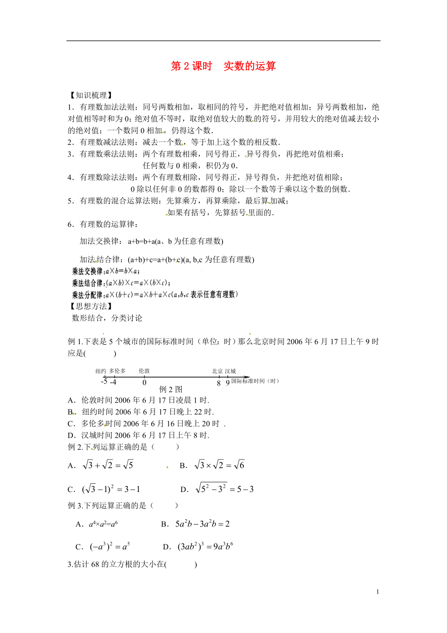 安徽省滁州二中中考數(shù)學(xué)課時(shí)復(fù)習(xí)訓(xùn)練 第2課時(shí) 實(shí)數(shù)的運(yùn)算（無答案） 新人教版_第1頁