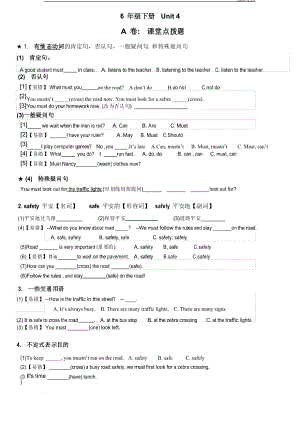 譯林英語6B U4考點(diǎn)精練