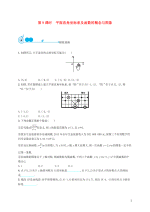 【優(yōu)化設(shè)計】（福建專版）2015中考數(shù)學(xué)總復(fù)習(xí) 第9課時 平面直角坐標(biāo)系及函數(shù)的概念與圖象模擬預(yù)測