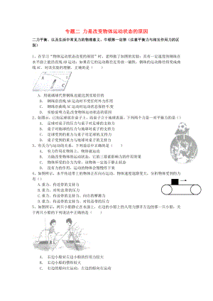 江蘇省蘇州市2016屆中考物理專題復(fù)習(xí) 專題二 力是改變物體運動狀態(tài)的原因（無答案）