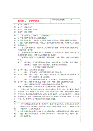 山東省濱州市鄒平實驗中學七年級地理上冊 第二單元《世界的居民》導學案（無答案） 湘教版