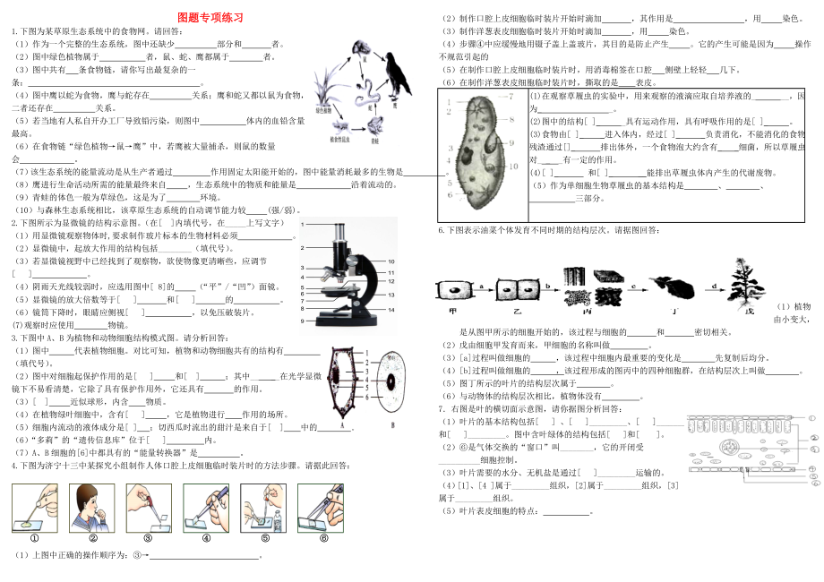 七年級(jí)生物上冊(cè) 圖題專項(xiàng)練習(xí) 魯科版_第1頁(yè)