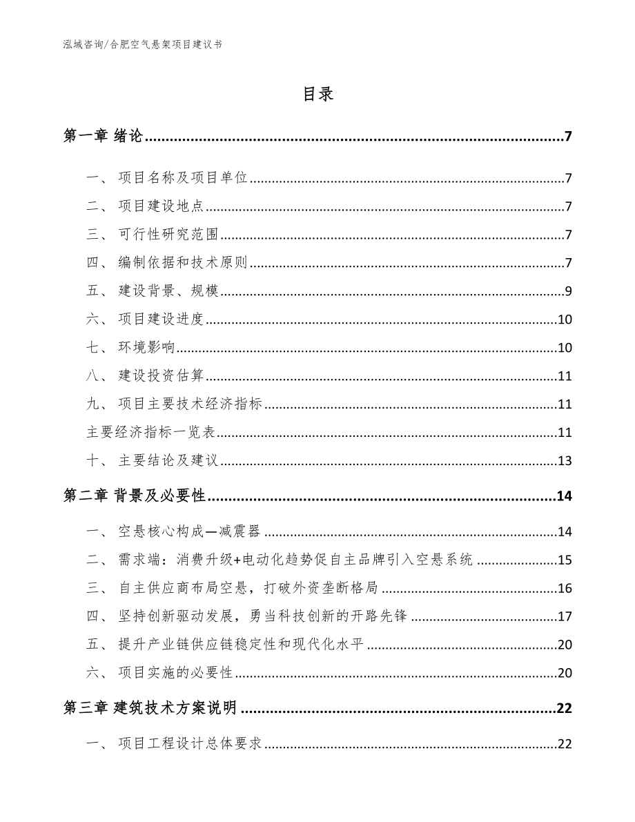 合肥空气悬架项目建议书_模板参考_第1页