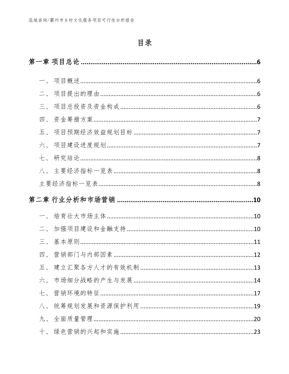 霸州市乡村文化服务项目可行性分析报告_第1页