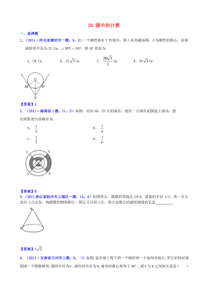 山東省濱州市無棣縣埕口中學(xué)2013屆中考數(shù)學(xué)復(fù)習(xí) 知識點28 圓中的計算