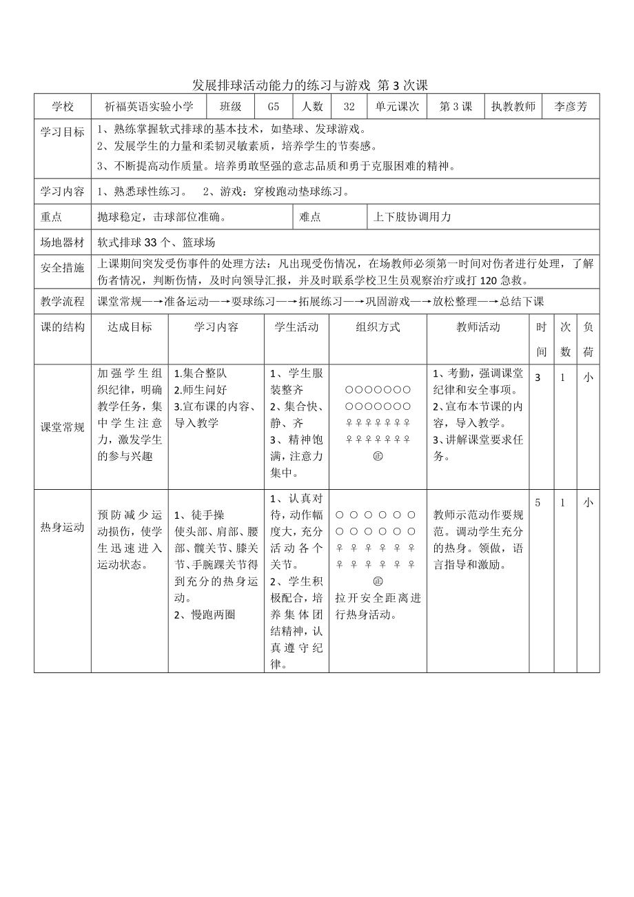 發(fā)展排球活動能力的練習(xí)與游戲 第3次課_第1頁