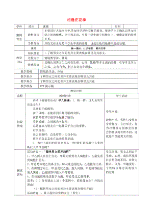 江蘇省蘇州張家港市一中七年級(jí)政治上冊(cè) 第八課 相逢在花季教案2 蘇教版