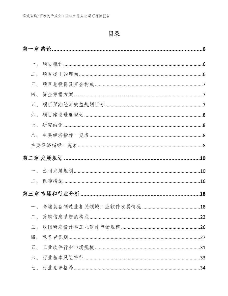 丽水关于成立工业软件服务公司可行性报告范文_第1页