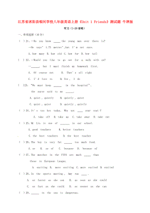 江蘇省沭陽縣銀河學(xué)校八年級英語上冊《Unit 1 Friends》測試題 牛津版