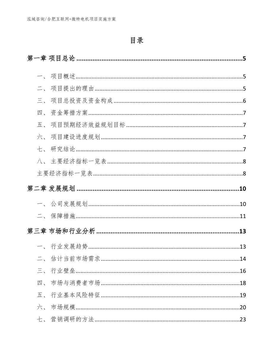 合肥互联网+微特电机项目实施方案【模板范本】_第1页