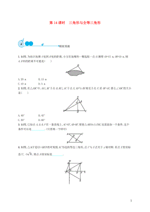 【優(yōu)化設(shè)計(jì)】（福建專版）2015中考數(shù)學(xué)總復(fù)習(xí) 第14課時(shí) 三角形與全等三角形模擬預(yù)測