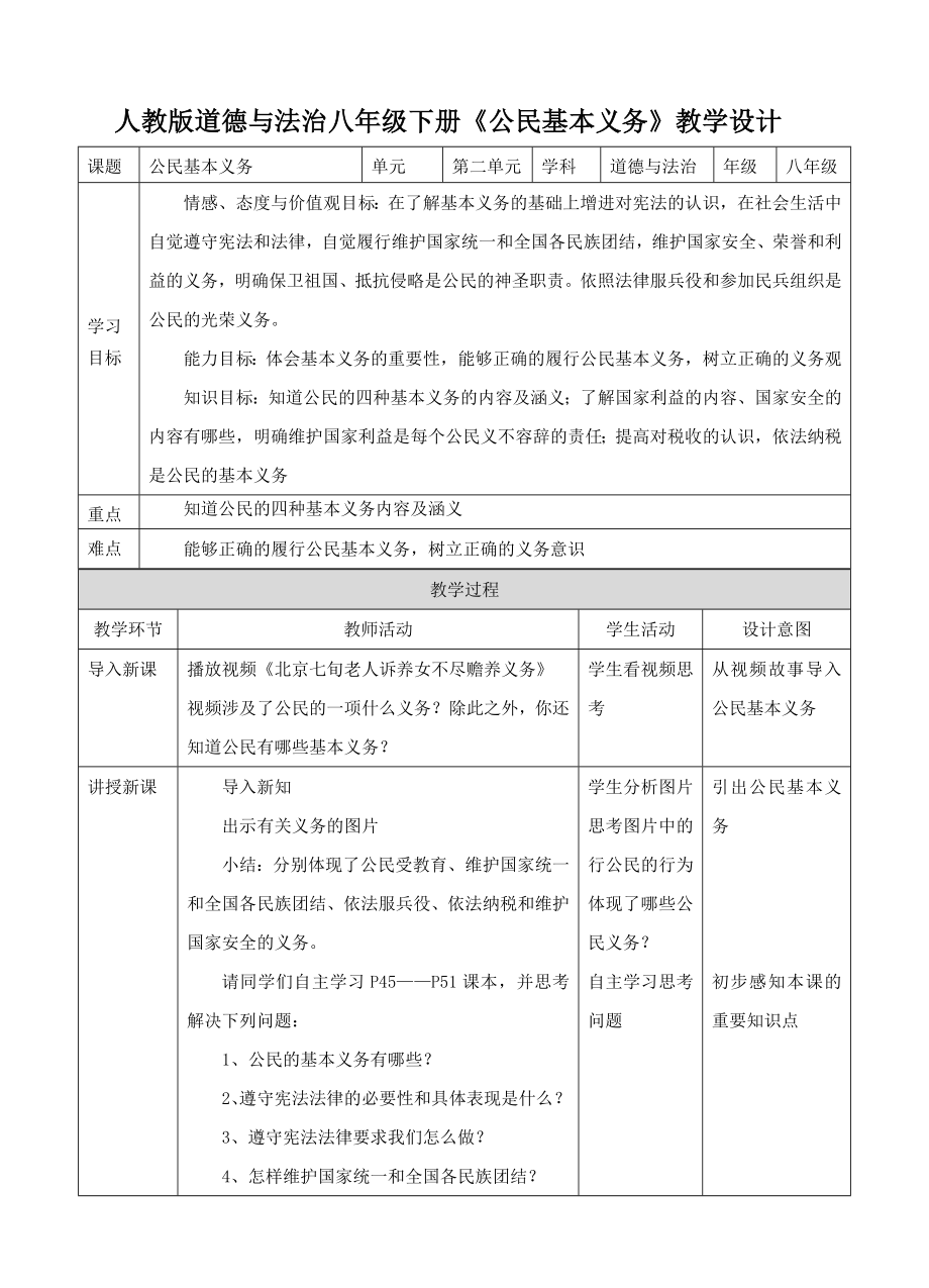 人教版道德與法治八年級(jí)下冊(cè)《公民基本義務(wù)》教學(xué)設(shè)計(jì)_第1頁