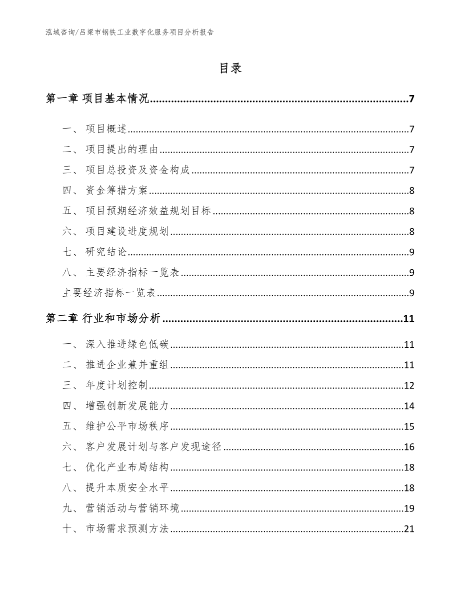 吕梁市钢铁工业数字化服务项目分析报告_第1页