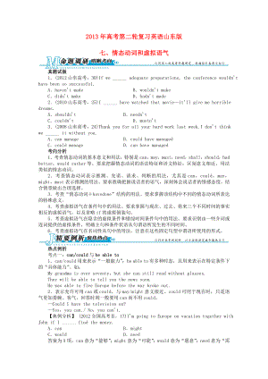 山東省2013年高考英語二輪復(fù)習(xí) 專題整合突破七 情態(tài)動詞和虛擬語氣