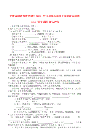 安徽省桐城市2012-2013学年八年级语文上学期阶段检测试题（二） 新人教版