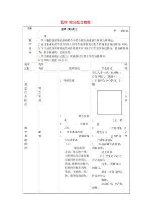 安徽省滁州二中九年級(jí)體育 籃球 突分配合教案