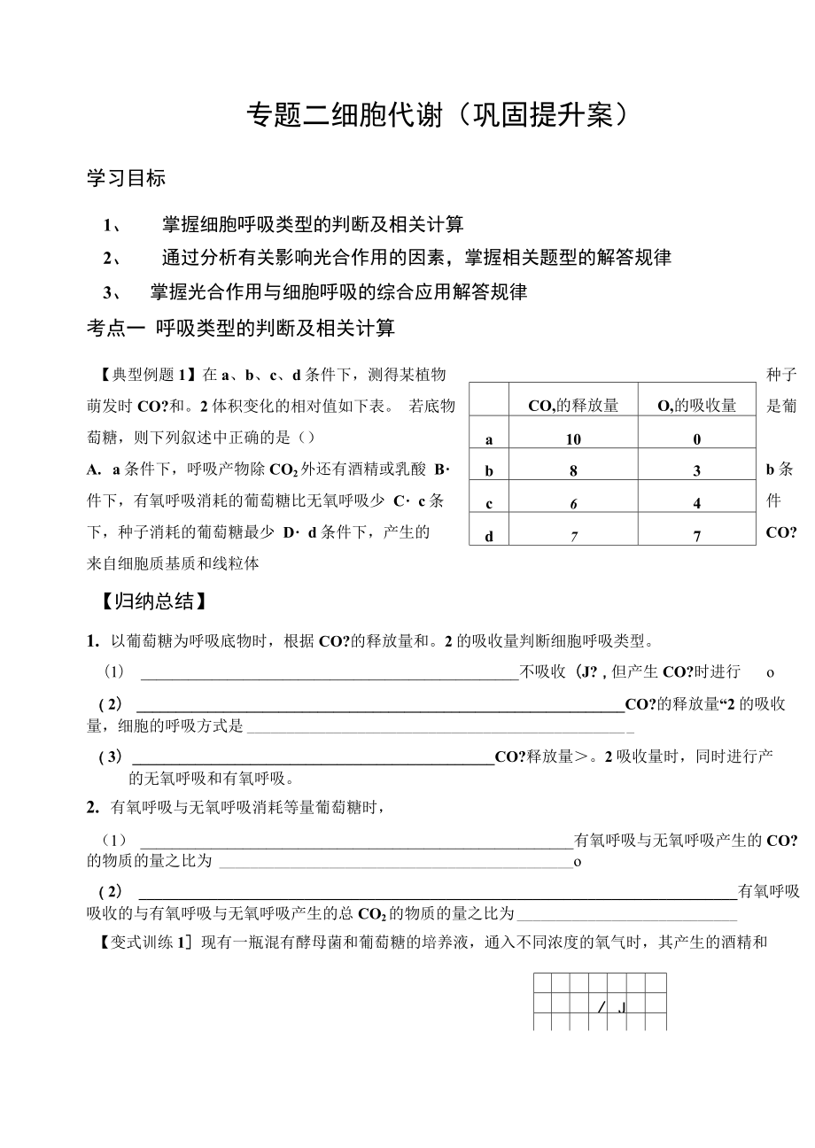 專題二 細(xì)胞的代謝_第1頁