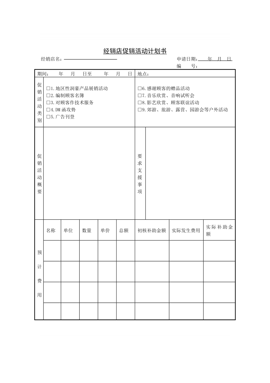 【管理精品】C030325-经销店促销活动计划书_第1页
