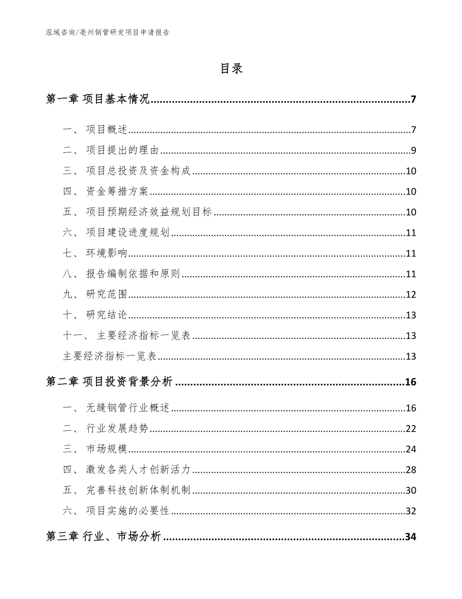 亳州钢管研发项目申请报告【范文】_第1页