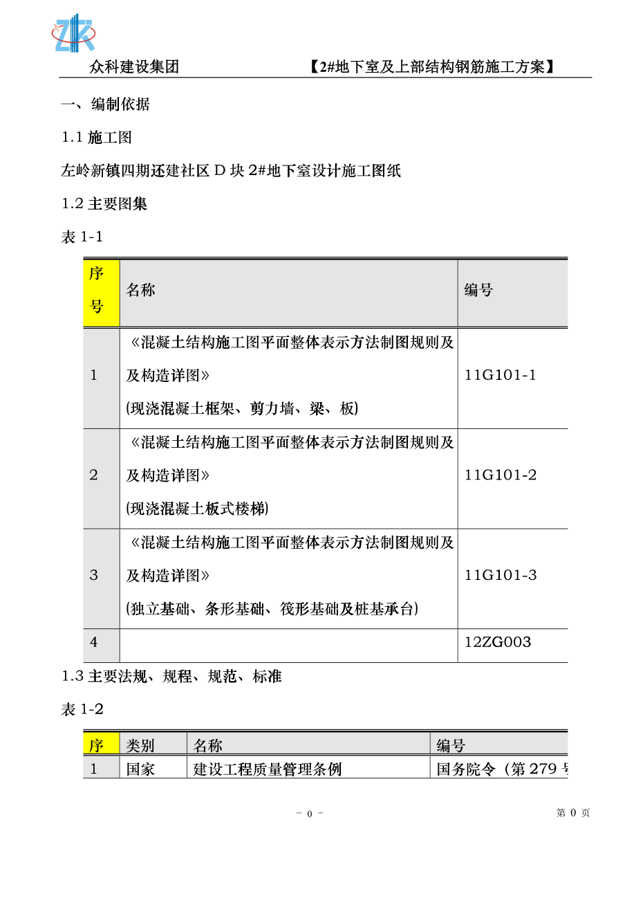 左岭新镇四期还建社区D块2地下室钢筋工程方案_第1页