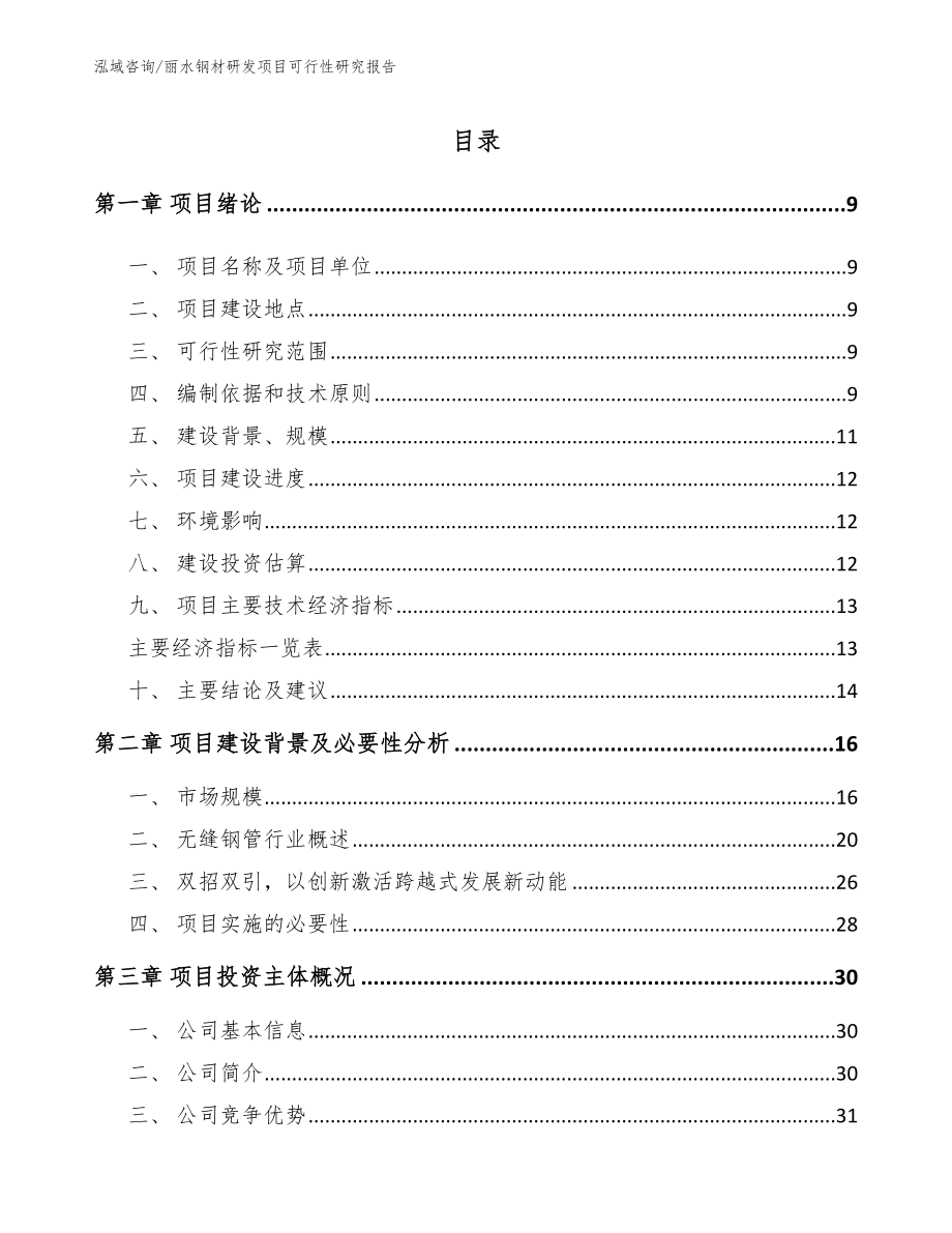 丽水钢材研发项目可行性研究报告【模板范文】_第1页
