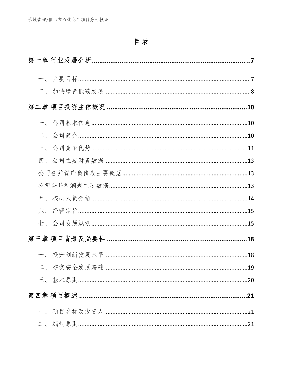 韶山市石化化工项目分析报告_第1页