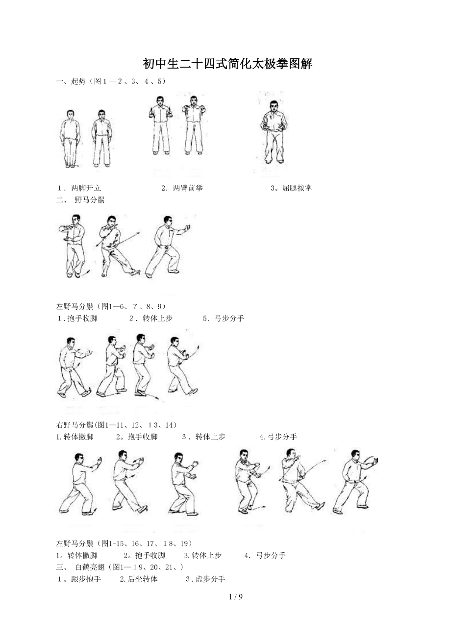 中学生24式简化太极拳图解_第1页