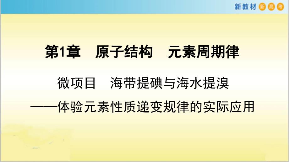 新教材-鲁教版高中化学必修二-微项目海带提碘与海水提溴-ppt课件_第1页