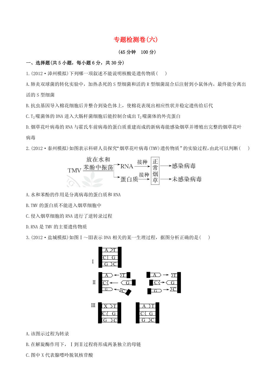 2013高考生物 模擬沖刺16天 4.1遺傳的物質(zhì)基礎(chǔ)_第1頁